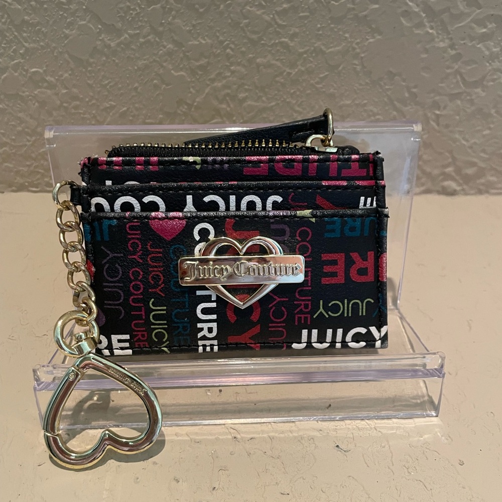 Juicy Couture Black and Multicolor Logo Card Holder